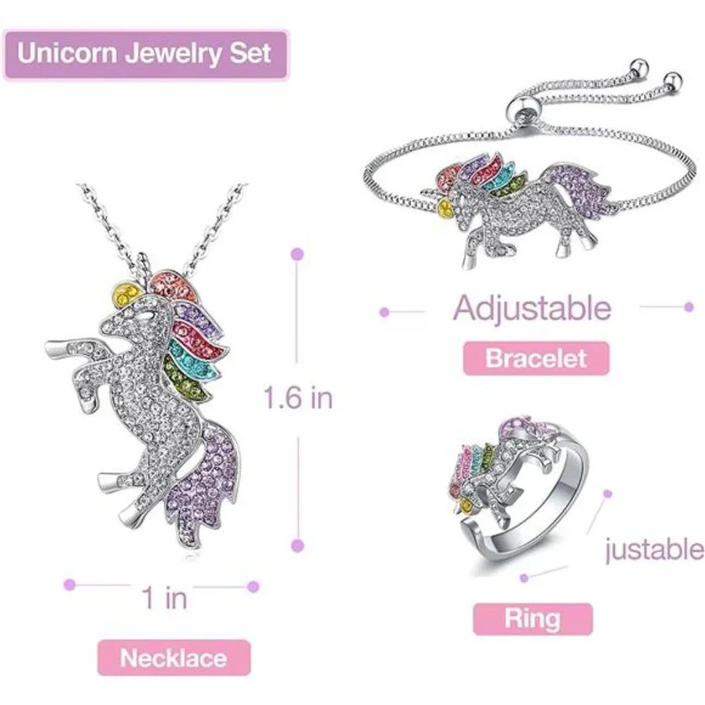 5Pcs, Little Girls Unicorn Princess Dress Up Clothes Jewelry and Headband Set